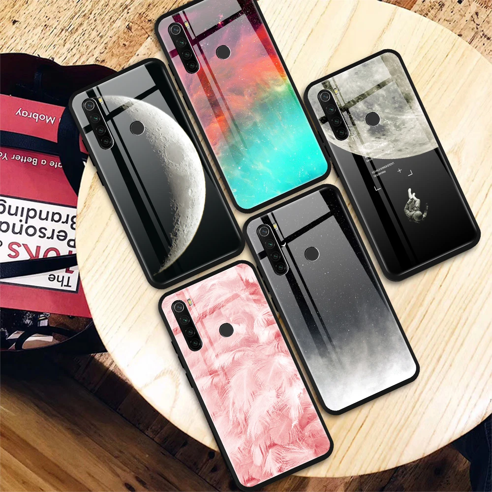 Роскошный чехол из закаленного стекла для Xiaomi Redmi Note 8 Pro 8t 7 6 5 телефона с защитой