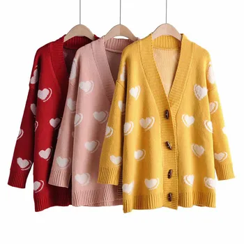 

Coat 2019TOP Hot Fashion Women's Winter Fashion Long Print Cardigan Sweater Loose Sweater knitting Coat For Women