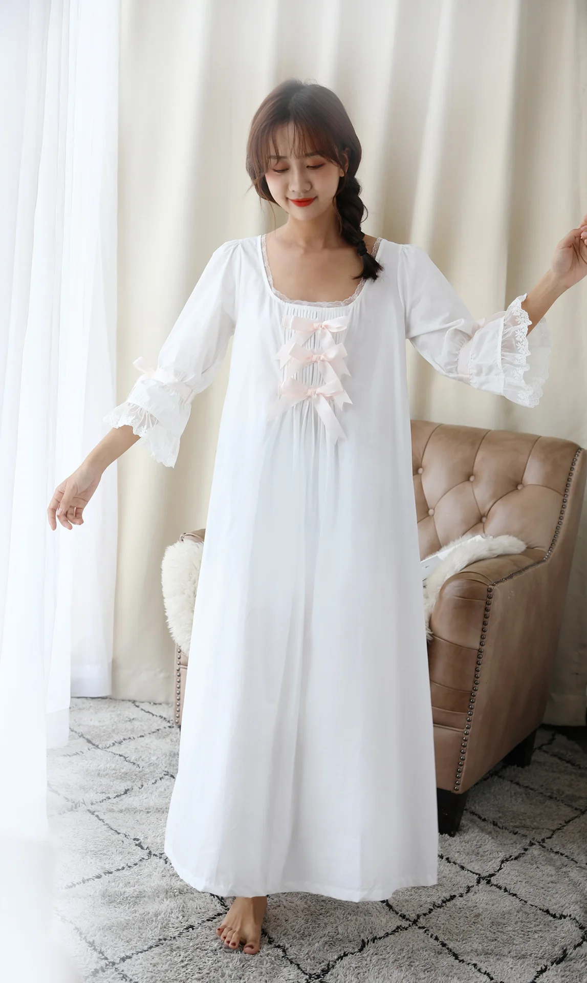 Pure Cotton Bow Seven sleeve Princess 