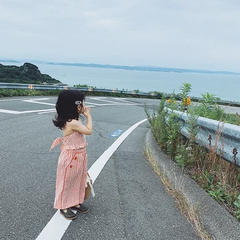 

baby girls pink vest striped pants two piece sets children loose wide legged pants