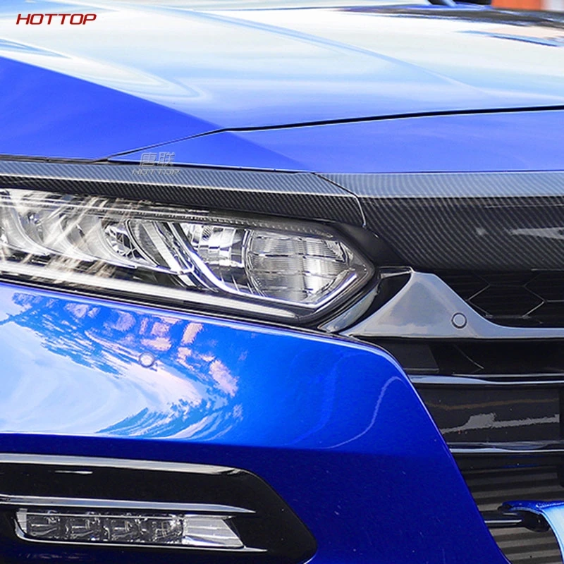 ABS Carbon Fiber Texture Black Front Face Middle Hood Engine Lid Decorative Cover Trim for Honda Accord 10th