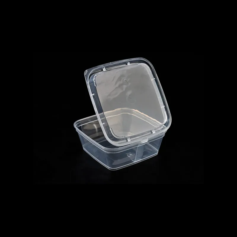 100pcs High quality transparent disposable pudding cup takeaway packaging small container square sauce plastic cup with lid