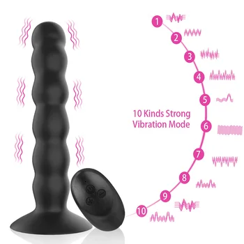 Anal Beads Strong Suction Cup 10 Modes Vibrator Sex Toys for Women Men Vagina Prostate Massage Wireless Remote Control Butt Plug 3