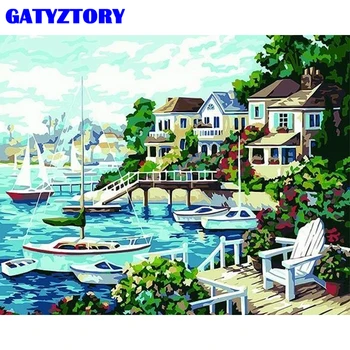 

GATYZTORY Frame Resort DIY Painting By Numbers Landscape Modern Wall Art Canvas Painting KitsColoring By Numbers For Home Decors