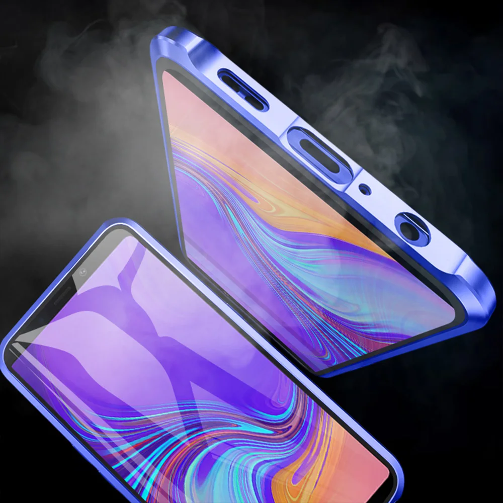 Магнитная Адсорбция металлический чехол для samsung Galaxy A7 A8 A8+ A9 M10 M20 M30 A70 A10 A30 A40 A50 A20 A60 Стекло крышка