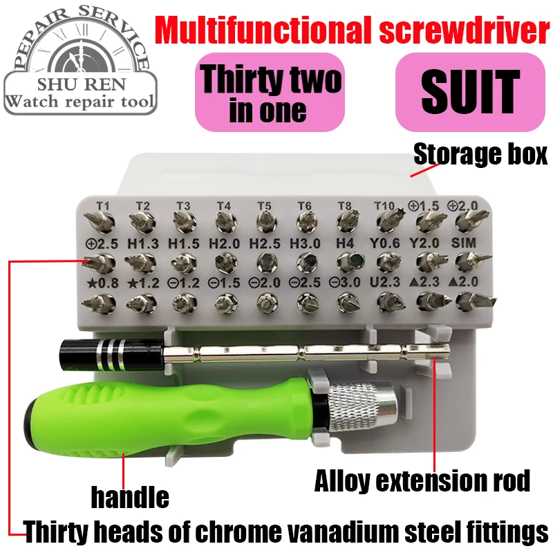 

Free shipping 32 in 1 watch tools screwdriverScrewdriver set combination, watch screwdriver setwatch screwdriverrepair tool