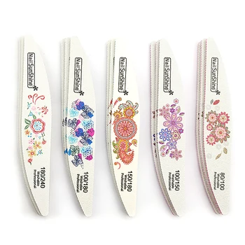 

CHNRMJL 5Pcs/lot Washable Nail Art File Willow Leaves Flower Pattern 100/120/180/240 Sanding Buffer Block Manicure Pedicure Tool