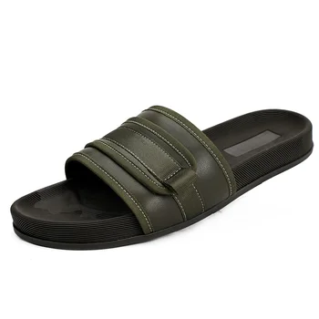 

mens flip flop sandals High Quality Genuine Leather all-match cowhide Slippers Flip Flops casual Shoes beach outdoor anti-skid