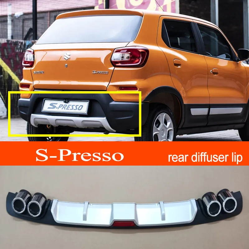 SPressoABSPlasticSilverBlackCarRearBumperRearDiffuserSpoiler