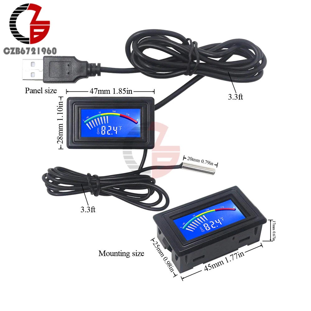 C/F USB термометр ЖК-Аналоговый Цифровой автомобильный ПК измеритель температуры в помещении инкубатор для аквариума детектор температуры тестер DC 5 в 12 В 24 В