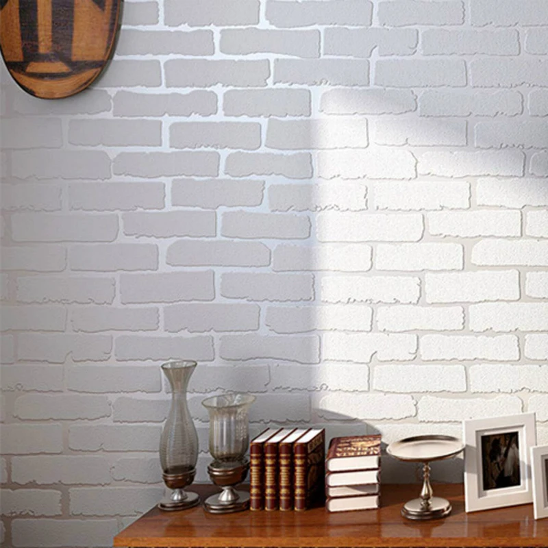 0.53*5M/Roll Self Adhesive Wallpaper White Brick Wall Sticker Living
