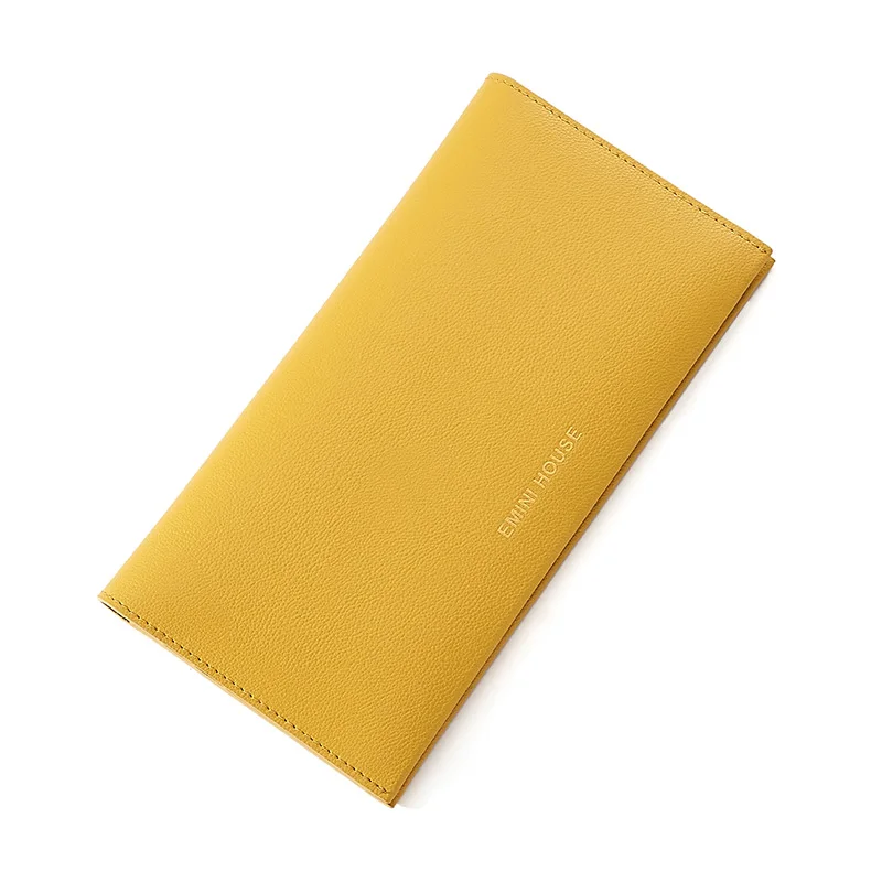 EMINI HOUSE, кожаный кошелек Biford, большая вместительность, женский кошелек, держатель для карт, органайзер, женский кошелек, длинный кошелек - Цвет: Yellow