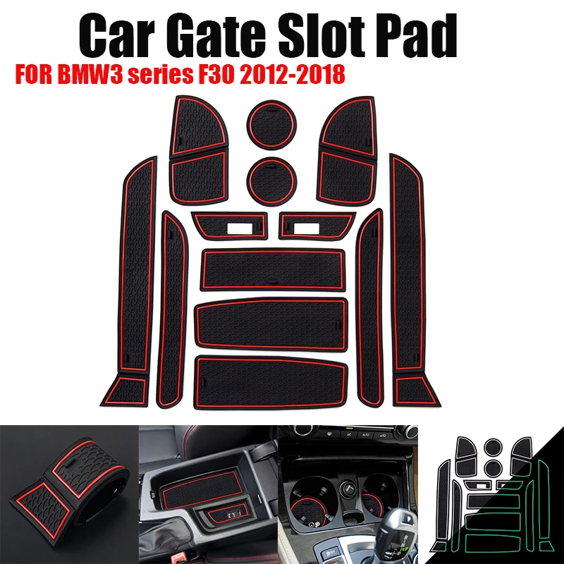 

Good quality 13pcs/set Car Gate Slot Pad Rubber Car cup Mat Non-slip Mat Door Groove Mat styling for BMW 3 SERIES F30 2012-2018
