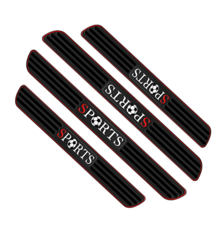 

4PCS Universal Black Rubber Car Door Scuff Sill Cover Panel Step Protector Sport Style Bumper Corner Protector