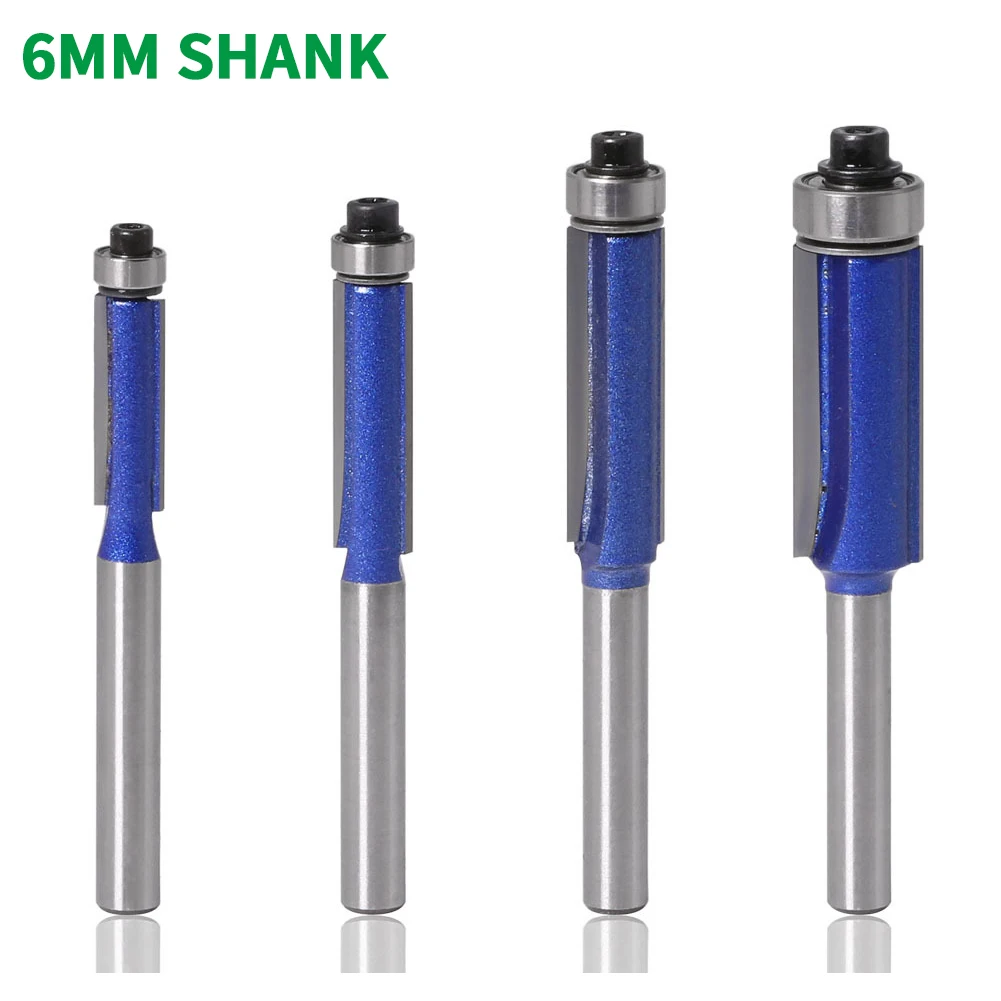 

1PC 6MM Shank Milling Cutter Wood Carving Trim Router Bit With Bearing Wood Template Pattern Bit Tungsten Carbide Milling Cutter