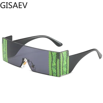 

GISAEV Driving Glasses Women Oversized Rectangular Siamese Frame Snakeskin Sunglasses Square Flat Lens Snakeskin Fashion Glasses