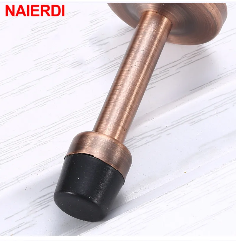 Rubber Wall Mounted Door Stopper Stainless Steel Door Stops Holder Catch Floor Fitting Screws Bedroom Home Hardware silicone door stopper door stopper bumpers door stopper