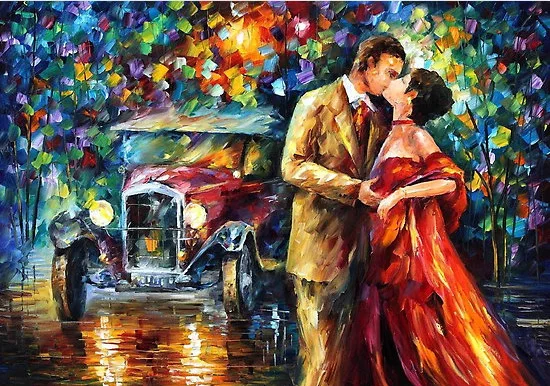 

hand-painted on canvas modern artwork knife landscape oil painting love couple Leonid Afremov canvas wall art decoration