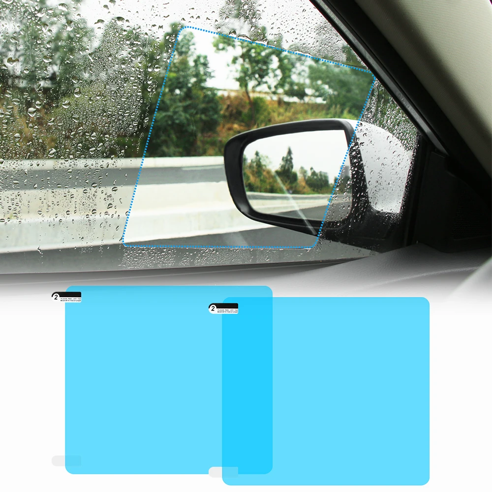 2× Car Anti Water Mist Film Anti Fog Rainproof Rearview Mirror Protective Film