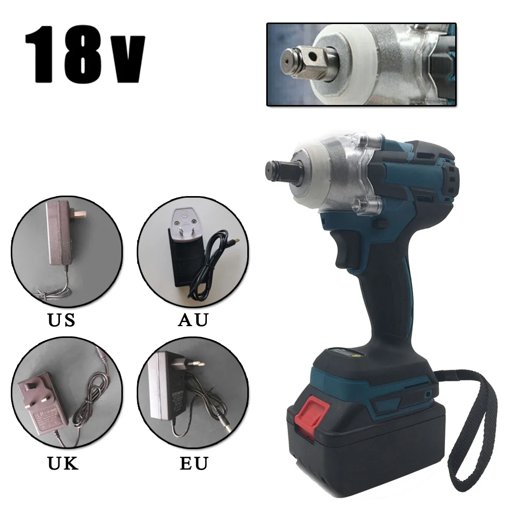 

1*Electric Wrench+1*Battery+1*Battery Charger 18V 1/2 Inch 520Nm Torque Brushless Cordless Electric Impact Wrench Driver