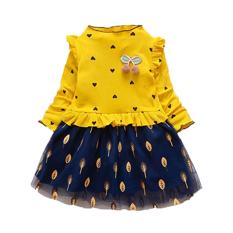 Зимнее плотное платье для новорожденных девочек весеннее милое шифоновое платье с длинными рукавами и оборками для детей от 18 месяцев до 7 лет