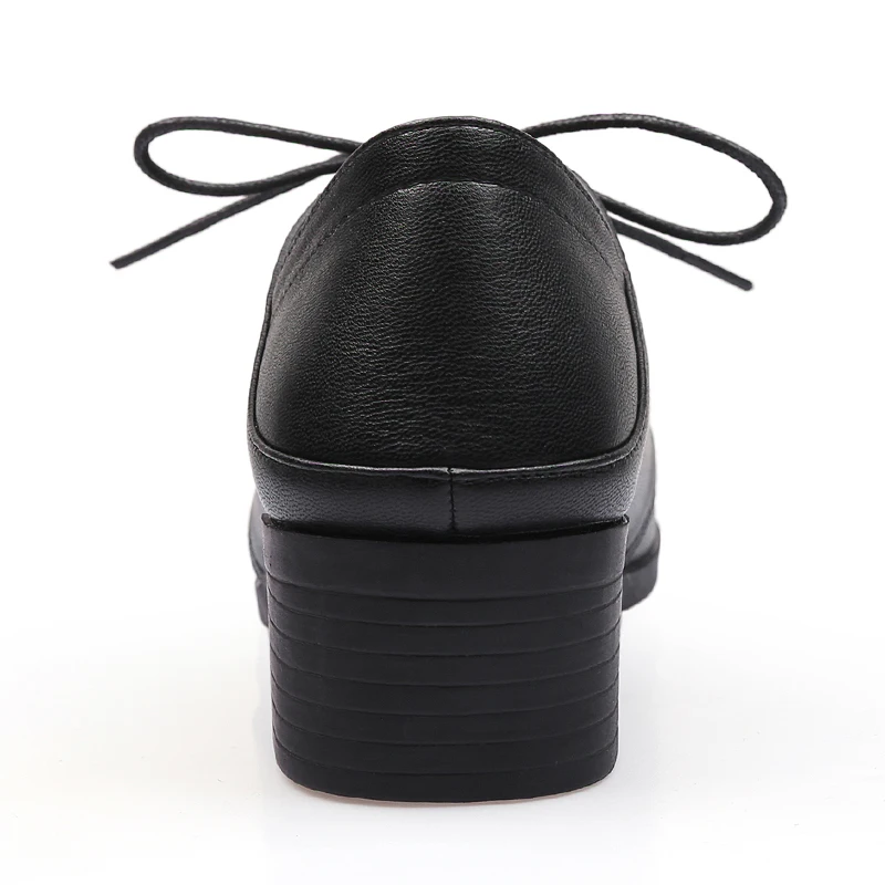 Spring Brock Shoes Women Mid Heel 2020 New Autumn Thick Heels Slip on British Casual Black Small Leather Shoes Ladies
