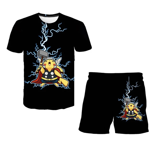 2022 New Children Sets Summer 3D Cartoon Suits Cute girl T Shirt Boys Girls Top + shorts 2pcs Sets Children Fashion Sets 4-14 Y TZ-1028