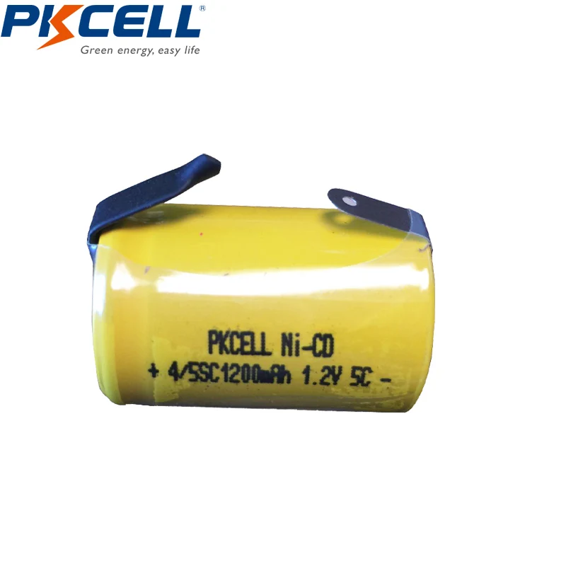 6 шт./лот PKCELL Ni-CD 1200mAh 1,2 V 4/5SC Sub C NiCd аккумуляторная батарея плоский верх с вкладками