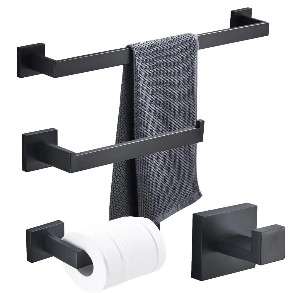 

Black And White with Pattern Towel Rack Set Stainless Steel 304 Bathroom Rack Holder Sanitary Ware Hardware Accessories Manufact