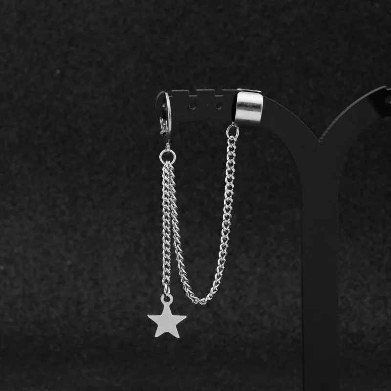 Free Shipping 1pc Kpop Star J HOPE Simple Ear Clip Star Tassel Personality Earrings Women Men Jewelry Never Fade EH-584