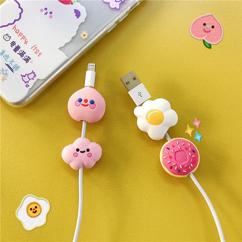 Защитный чехол для мобильного телефона с рисунком из мультфильма, usb-кабель для передачи данных, защита от трещин, Забавный портативный чехол для печенья