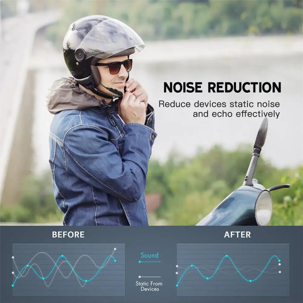 Motorcycle Full-duplex Helmet Headphone AUX Voice Input Helmet Noise-canceling Microphone Bluetooth Headset For 2 Riders 300m Motorcycle Full-duplex Helmet Headphone AUX Voice Input Helmet Noise-canceling Microphone Bluetooth Headset For 2 Riders 300m