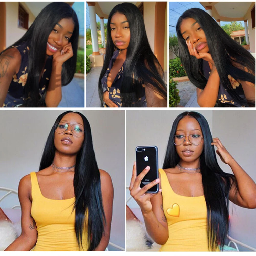 Eversilky Long 26inch Straight 2x4 Middle Part Human Hair Wigs U Part Wigs For Black Women Remy Hair Natural U Wig Peruvian Wig