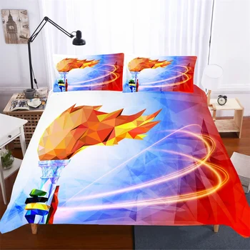 

Olympic Sport Torch Theme Bedding Set Bedroom Decor Microfiber Kids Boys Gift 1PC Duvet Cover with Pillowcases No Comforter