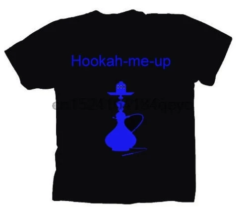 Забавная черная армянская футболка Hookah-Me-Up женская неоновый синий цвет |