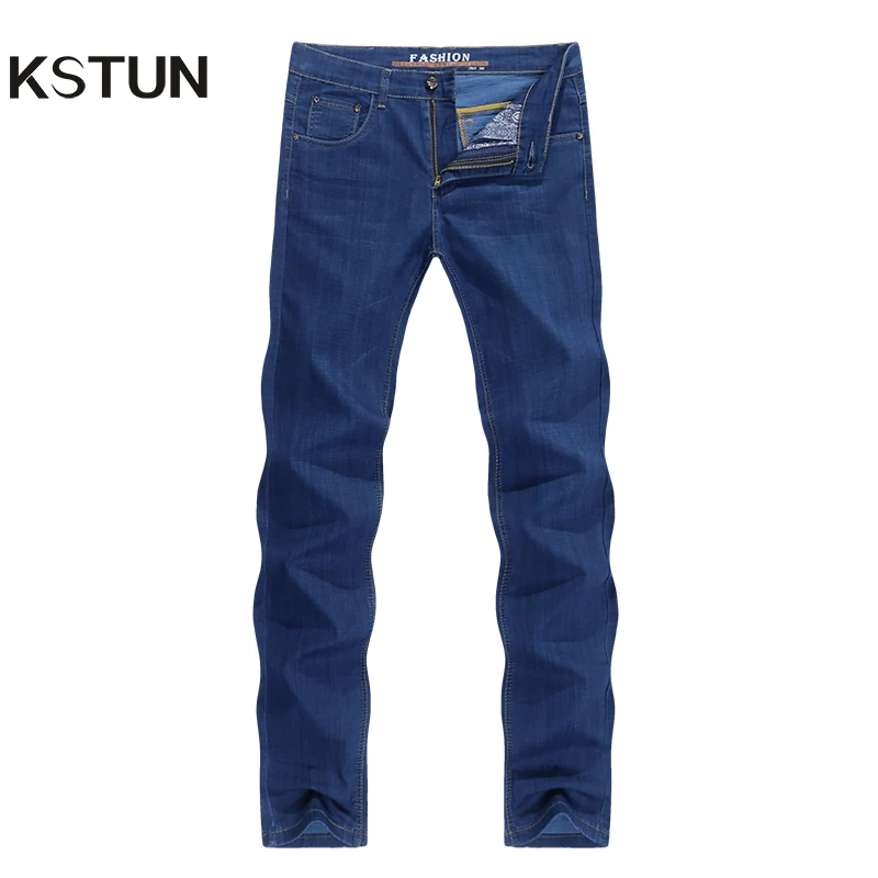 Famous Brand Jeans Men Regular Fit Thin Stretch Direct Straight Blue Business Causal Pants Men's Trousers Washed Large Size 38 Famous Brand Jeans Men Regular Fit Thin Stretch Direct Straight Blue Business Causal Pants Men's Trousers Washed Large Size 38