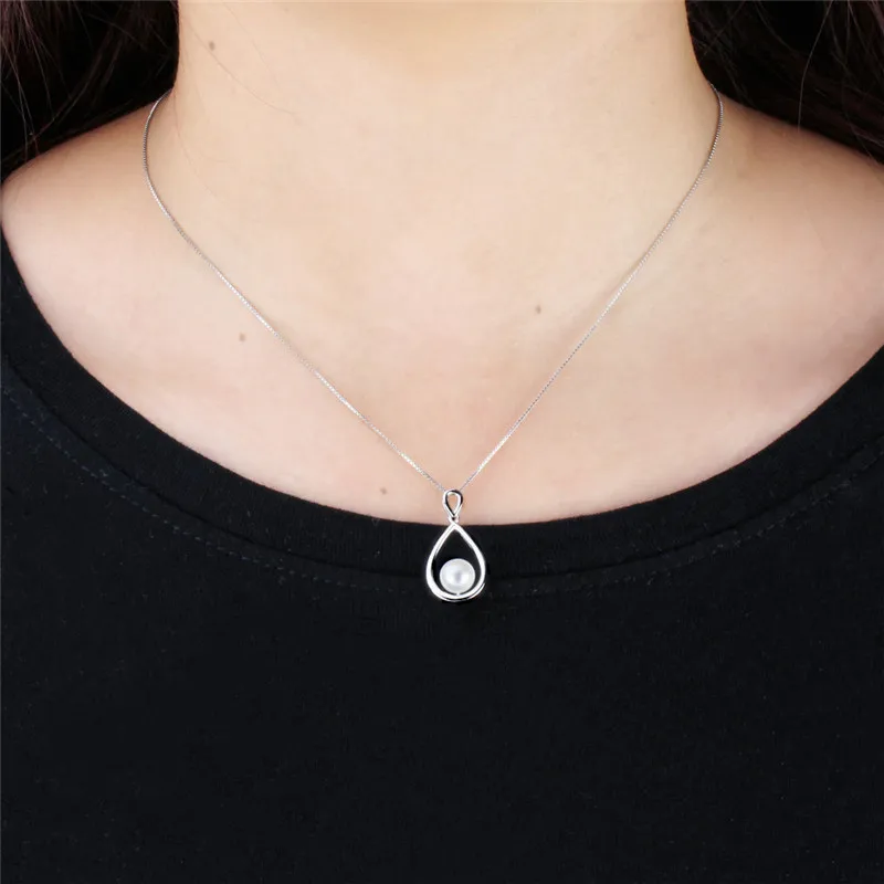 CLUCI Authentic 925 Pearl Pendant Mounting for Women Sterling Silver Oval Shaped Simple Charms Pendant Setting SP424SB pendant necklace silver pendant silver necklace charms