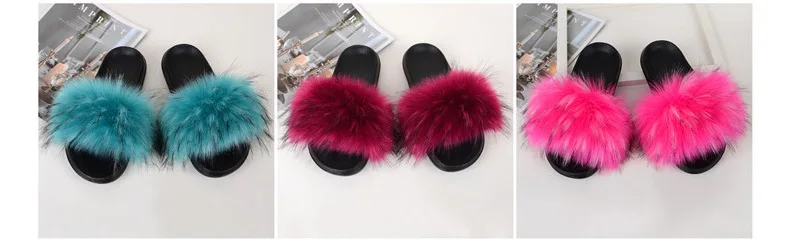 Kids Fur Slippers Girl Fluffy Faux Raccoon Fur Slides Furry Home Floor Flip Flops Children Summer Shoes Girls Fur Sandals CSH953 children's sandals near me