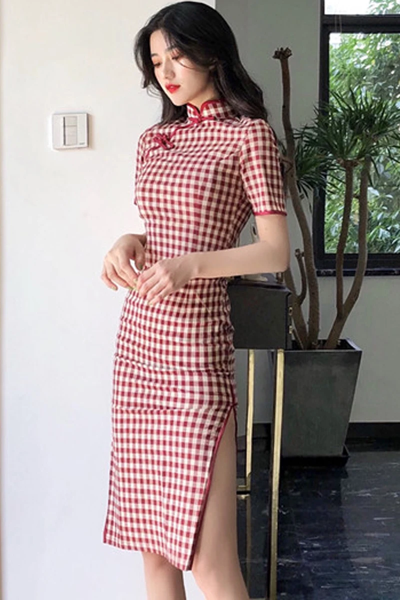 Китайское платье с воротником мандарин cheongsam красное китайское платье с косой вилкой qipao vestido chino cheongsam нижнее белье bodycon