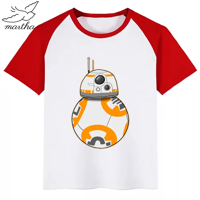 RedE Bb8/новая футболка с принтом «Звездные войны»; Милые рубашки для девочек с принтом животных; детская Удобная футболка с круглым вырезом; одежда с короткими рукавами для мальчиков и девочек - Цвет: RedE