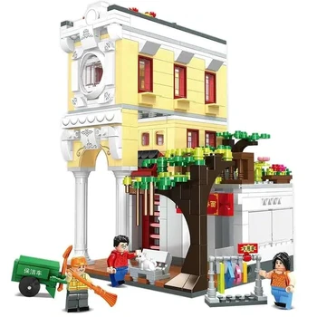 

Creator City Qilou Civilization Street Lepining Model Building Blocks street view architecture Creative Toys for Children Gifts