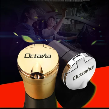 

Car Ashtray Blue LED Light Ashtray Office Ashtray Decoration for Skoda OCTAVIA 2 3 A7 VRS interior accessories