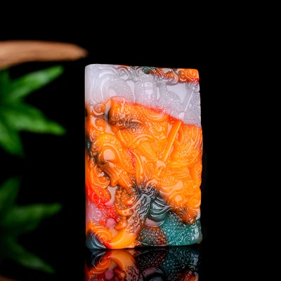 

zheru jewelry natural colorful jade Guan Gong pendant necklace, exquisite jewelry, best gift