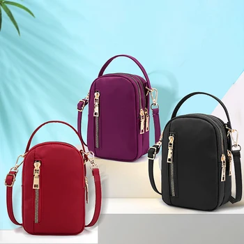 

Women's Mini Shoulder Bag Fashion Handbag Messenger Vintage Lightweight Nylon Purse Solid Zipper Waterproof Flap Crossbody Bag