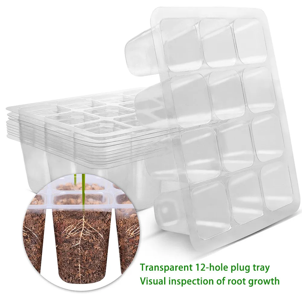 12Cells Hole Plant Seeds Grow Box Tray Insert Propagation Plastic Seeding Nursery Pot Home Crafts Nursery Pot