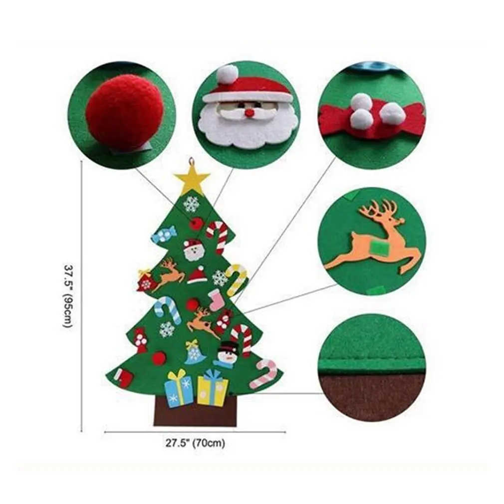 Diy Felt Christmas Tree New Year Gifts Kids Toys Artificial Tree Wall Hanging Ornaments Christmas Decoration For Home - Цвет: 1pc