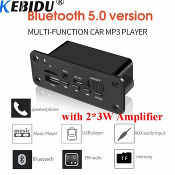 

Kebidu 2*3W Amplifier DC 5V MP3 WMA Wireless Bluetooth 5.0 Decoder Board Audio Module USB FM TF Record Radio AUX input For Car