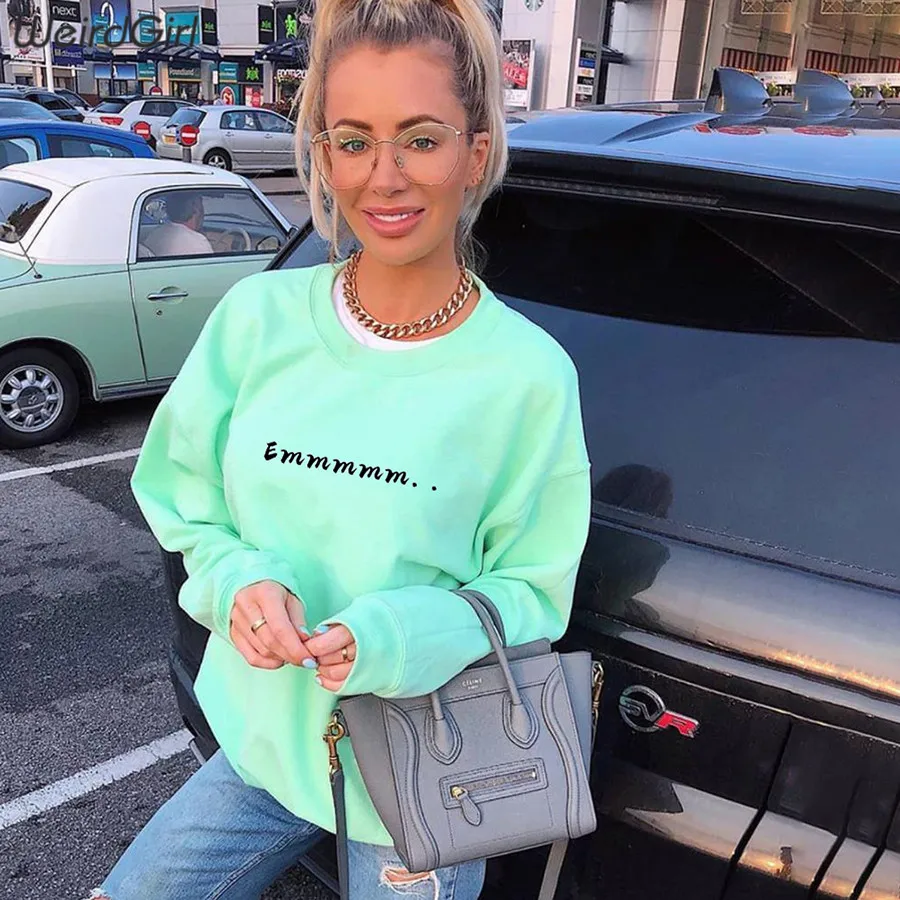 

Weirdgirl women cotton oversize hoodies letter print fashion autumn 2019 loose clothes pullovers sweatshirt streetwear