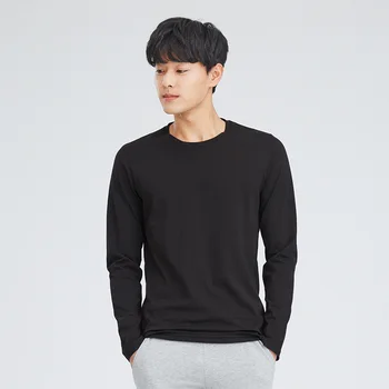 

Bottoming new cotton round neck long-sleeved T-shirt men's solid color spring shirt white shirt tide autumn clothes 5918