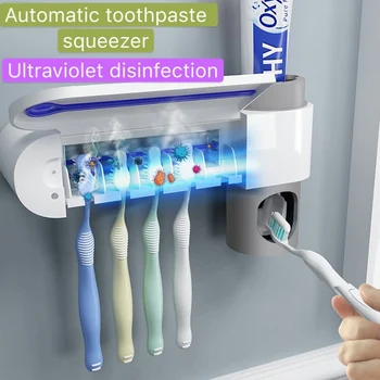 

Toothpaste Squeezer Toothpaste Dispenser Tooth Paste Dispenser Bathroom Accessories Automatic Toothpaste Stand UV Disinfection